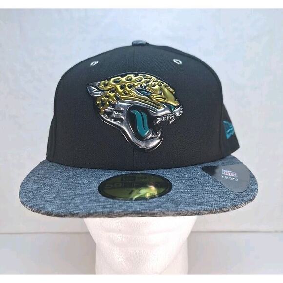 Jacksonville Jaguars New Era 59FIFTY Metallic Logo Hat Cap Size 7 7/8 - Picture 1 of 7